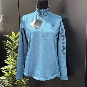 AriatTek Team Mid States SMU 1/2 zip Sweatshirt, fleece-lined,embroidered sleeve